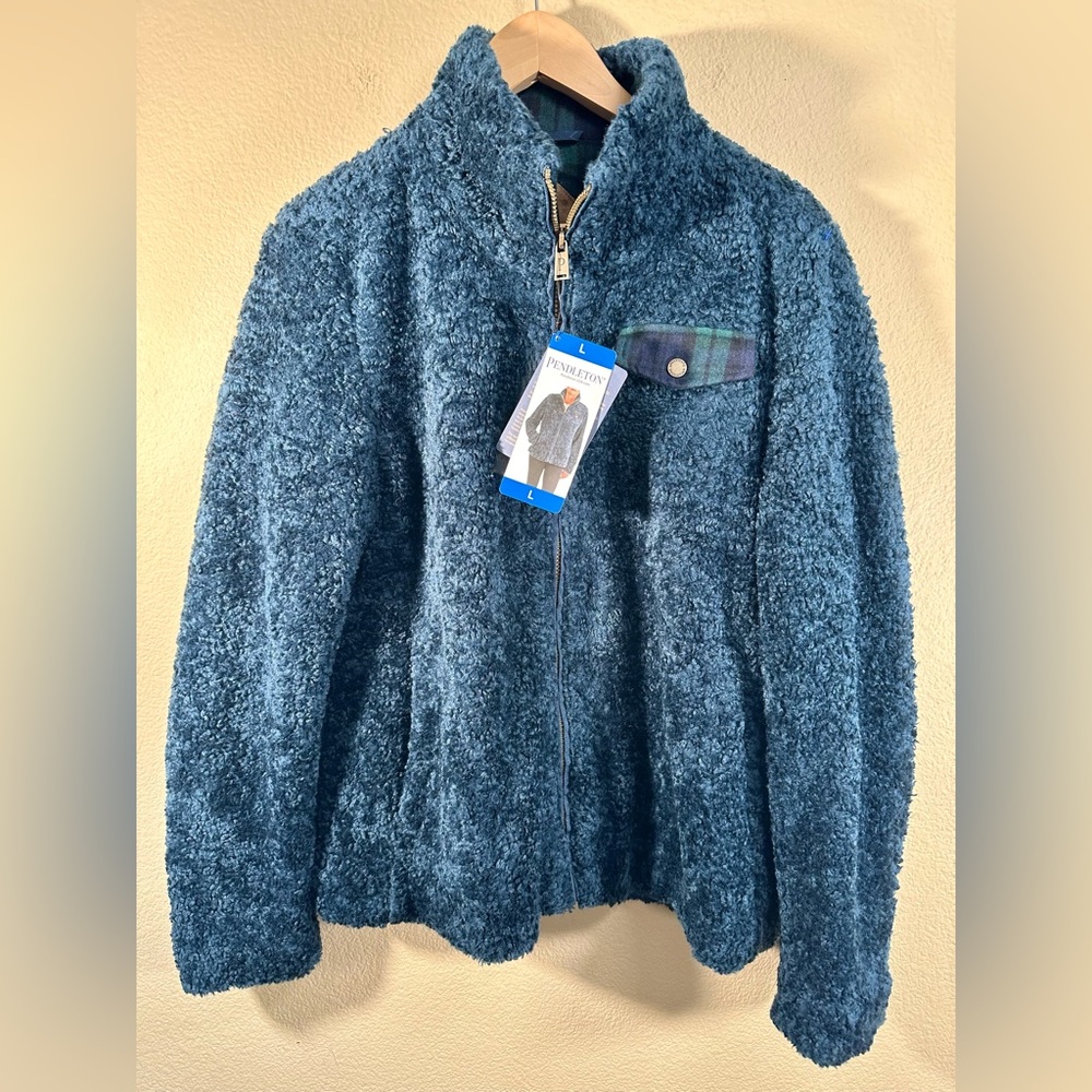 NWT Pendleton Womens Ladies' Fuzzy Zip Jacket in Blue - Picture 5 of 8